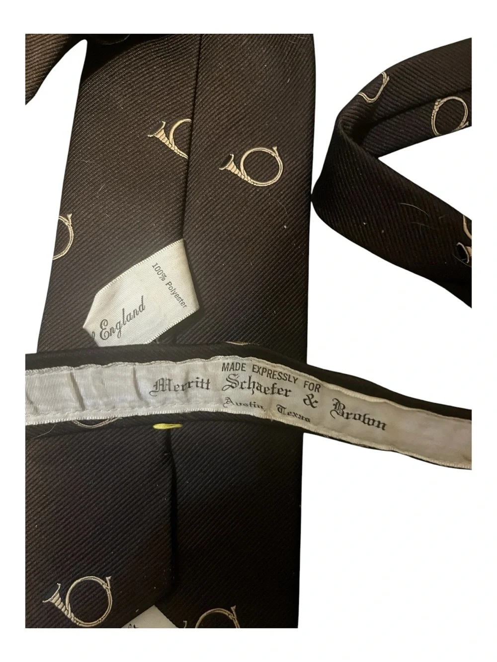 Pride of England (Briar) Men's Brown Hunting Horn Tie Repeated Design Necktie